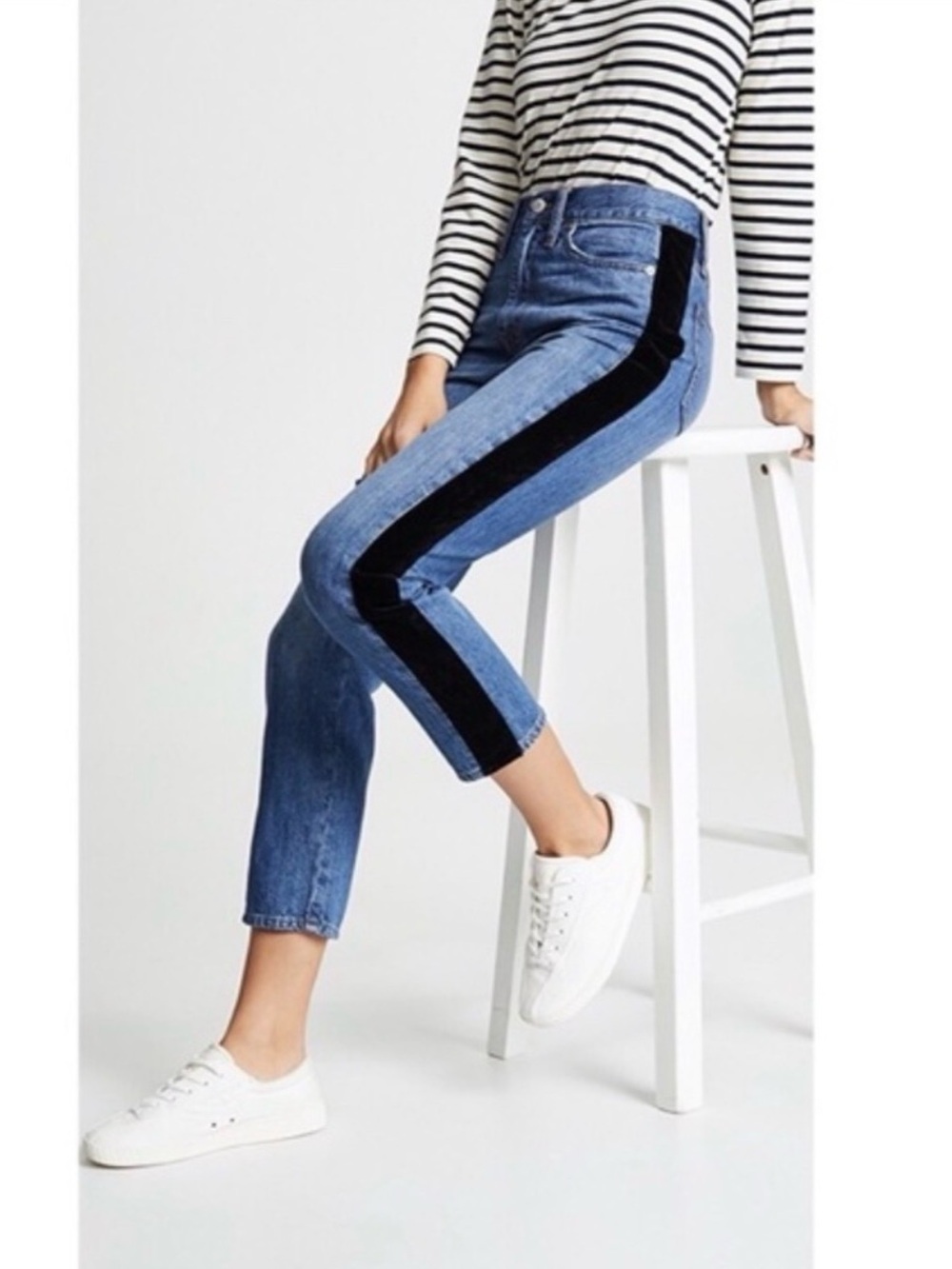 Madewell Perfect Vintage Jean Velvet tuxedo stripe